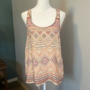 American Eagle Semi Sheer Print Tank Top Size Medium